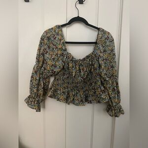 Chic Floral Smocked Blouse